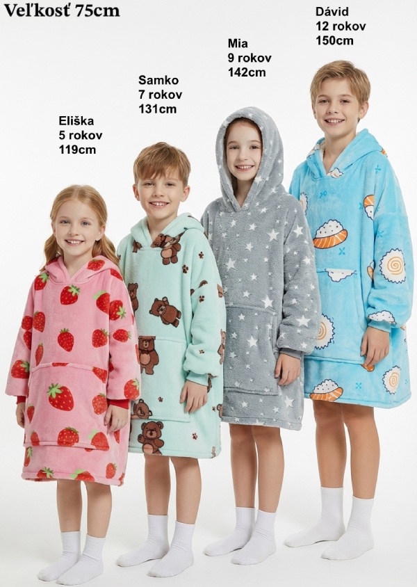 Velkosti detske nadrozmerne deky-M